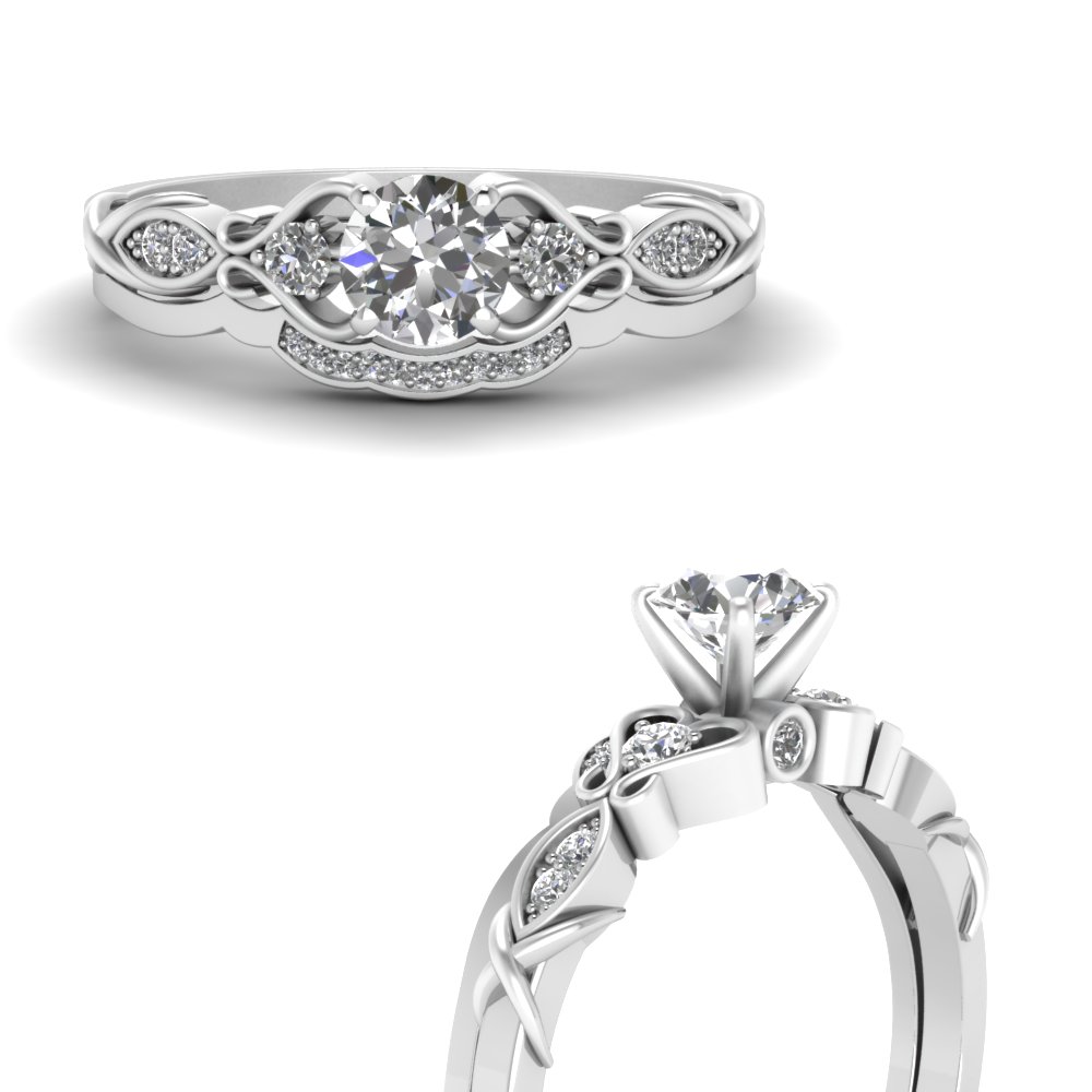 victorian style diamond bridal set in FDO50786ROANGLE3 NL WG