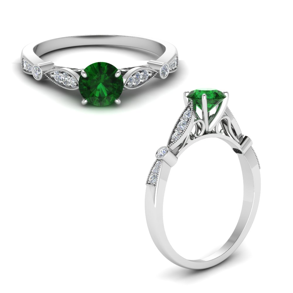 emerald diamond ring white gold