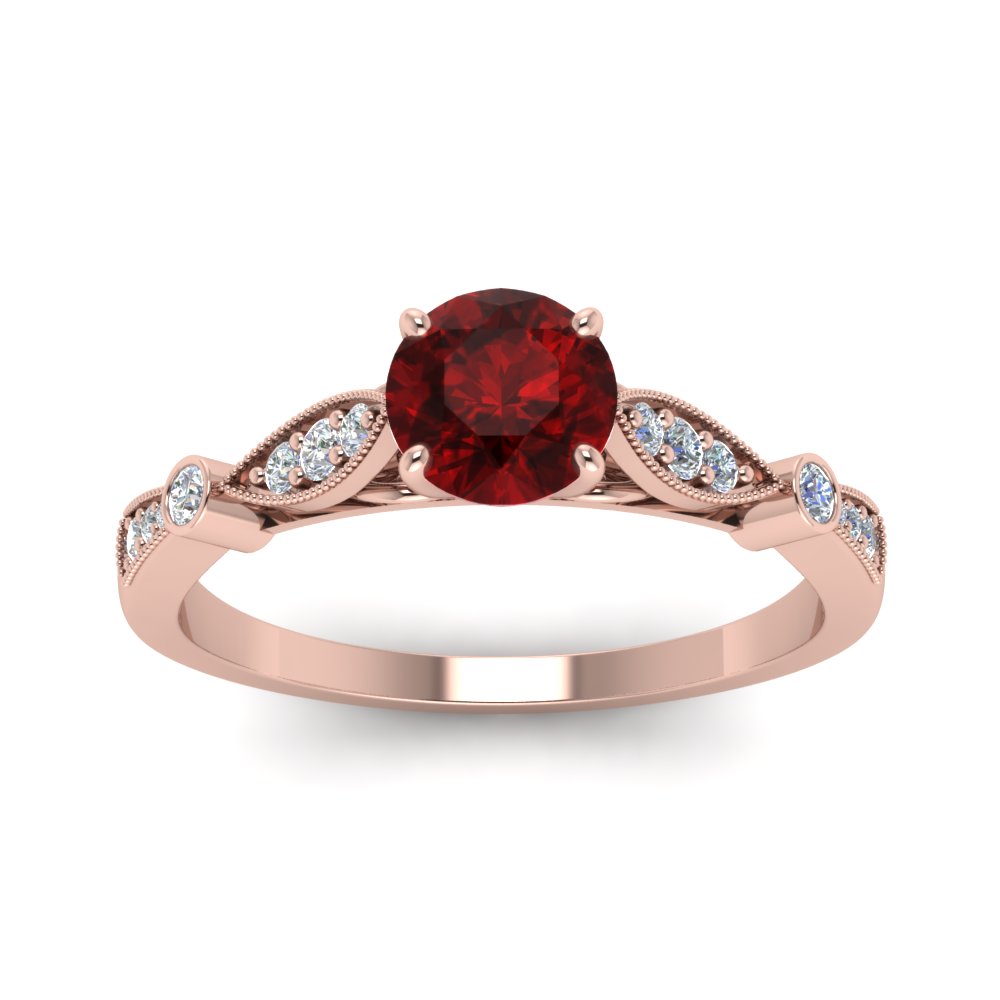 Vintage Cathedral Ruby Engagement Ring In 14K Rose Gold | Fascinating ...