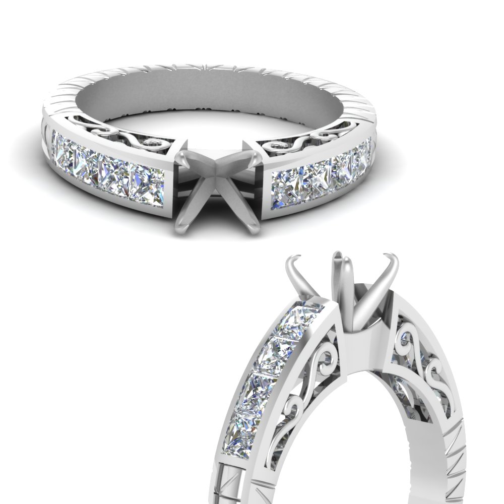 Relatief Verstikken Opblazen Vintage Channel Set Diamond Engagement Ring Setting Only In 18K White Gold  | Fascinating Diamonds