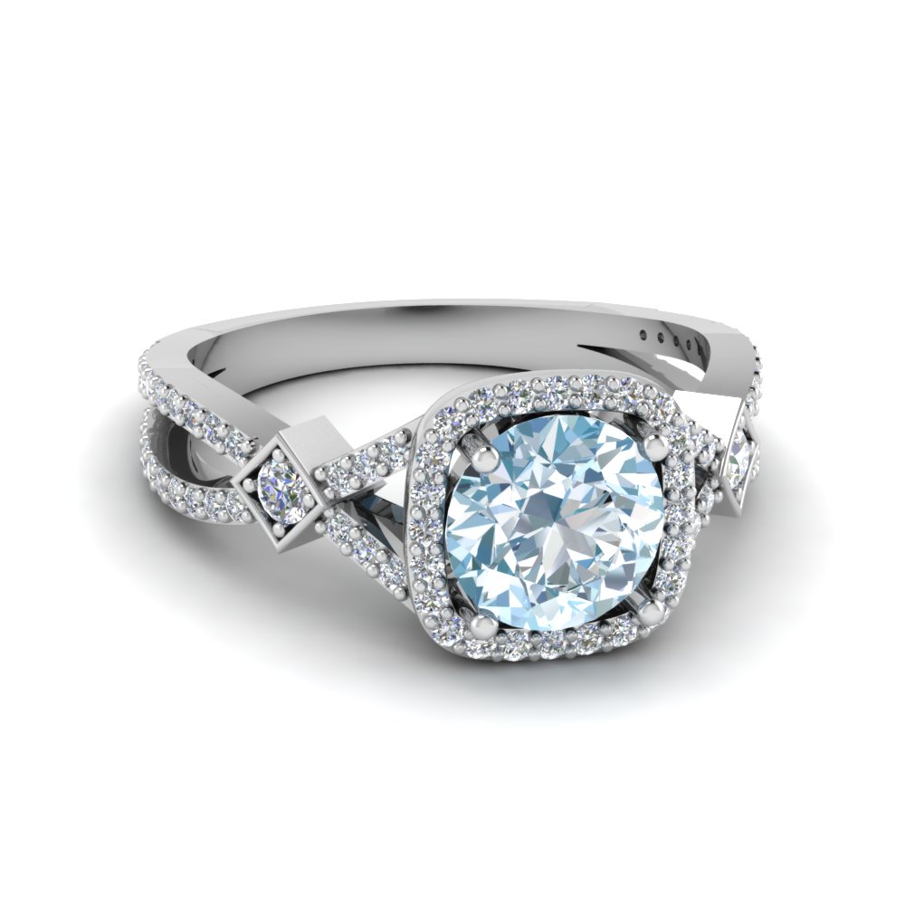 diamond and aquamarine engagement ring