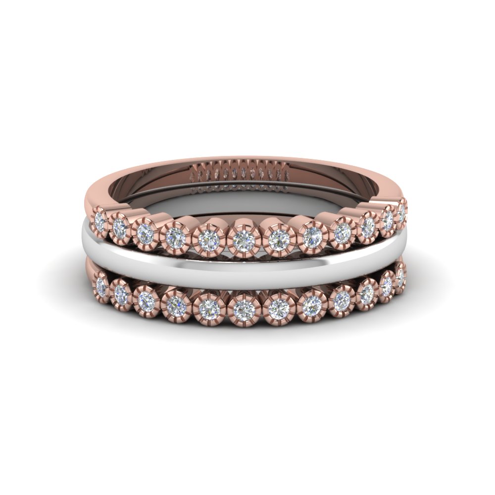 Milgrain Diamond Anniversary Stackable Band