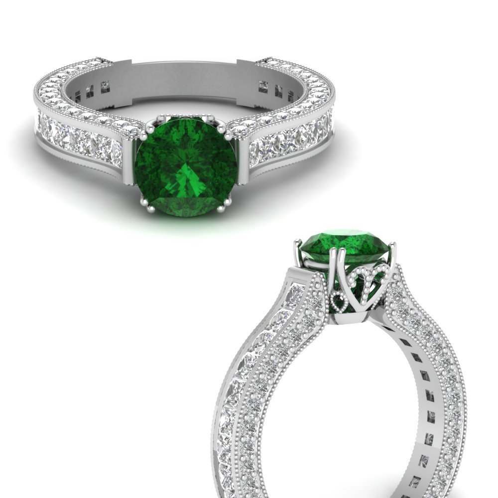Amazon.com: XAHH Platinum Plated Green Emerald 3 Stone Cubic Zirconia CZ  Round Cut Ring Engagement Wedding Band 6 : Clothing, Shoes & Jewelry