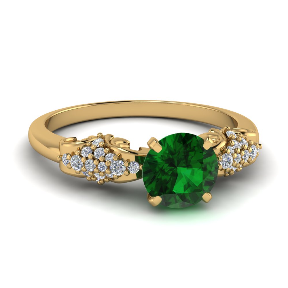 Vintage Filigree Emerald Diamond Ring