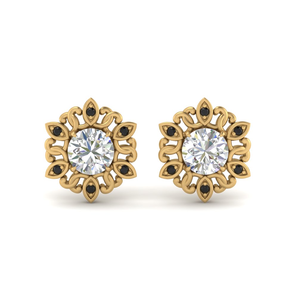vintage-floral-stud-black-diamond-earrings-in-FDEAR9467GBLACK-NL-YG