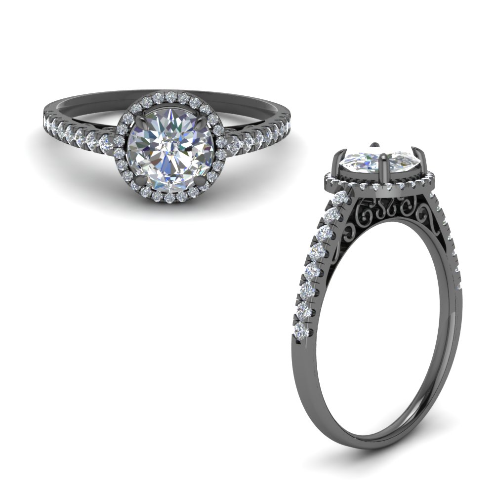 vintage halo diamond engagement ring in FD8592RORANGLE1 NL BG