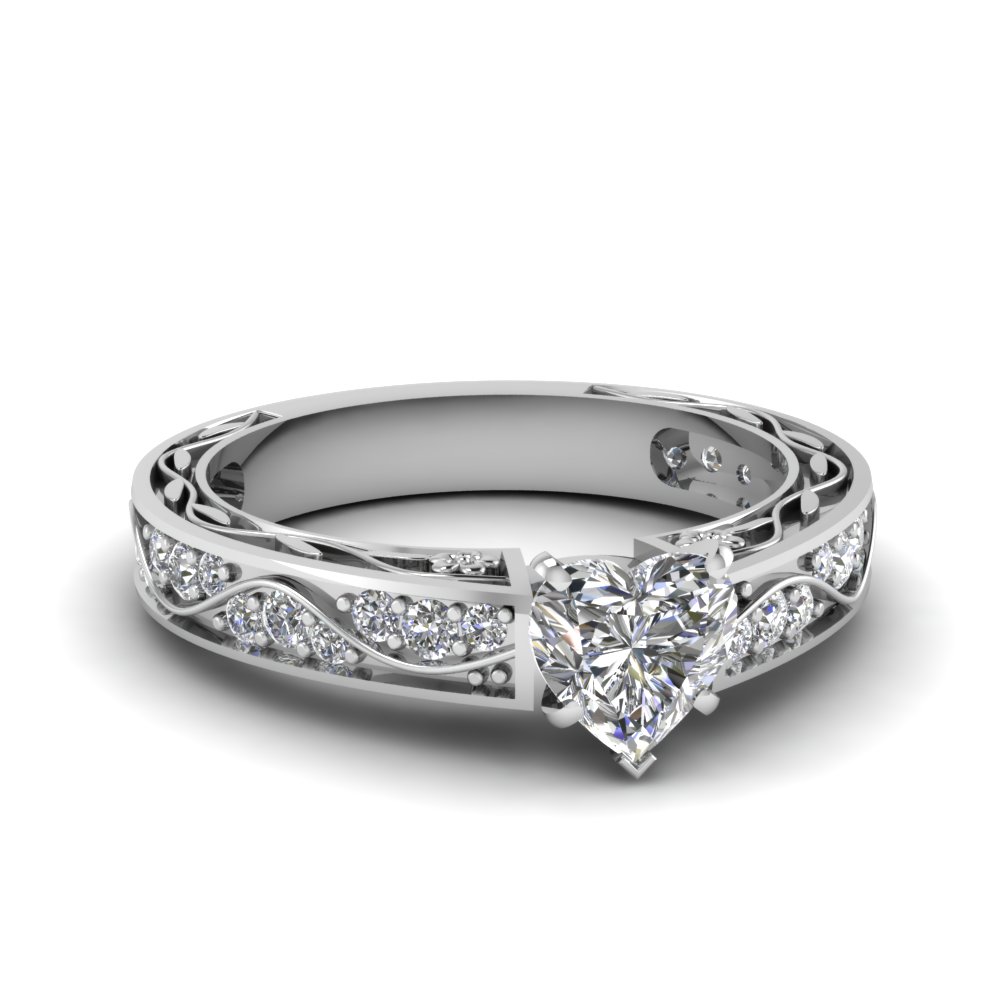 heart shaped diamond engagement ring set