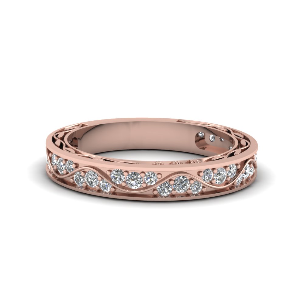 Pink Gold Diamond Wedding Band For Her