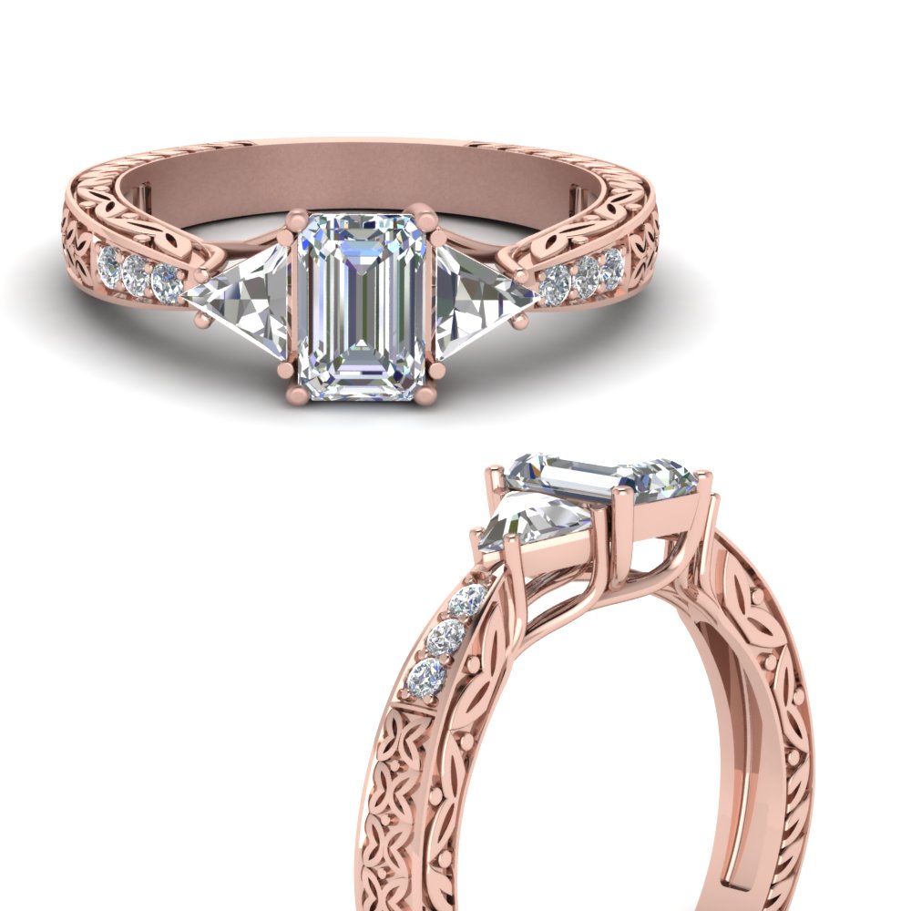 vintage trillion diamond engagement ring in FDENR2887EMRANGLE3 NL RG