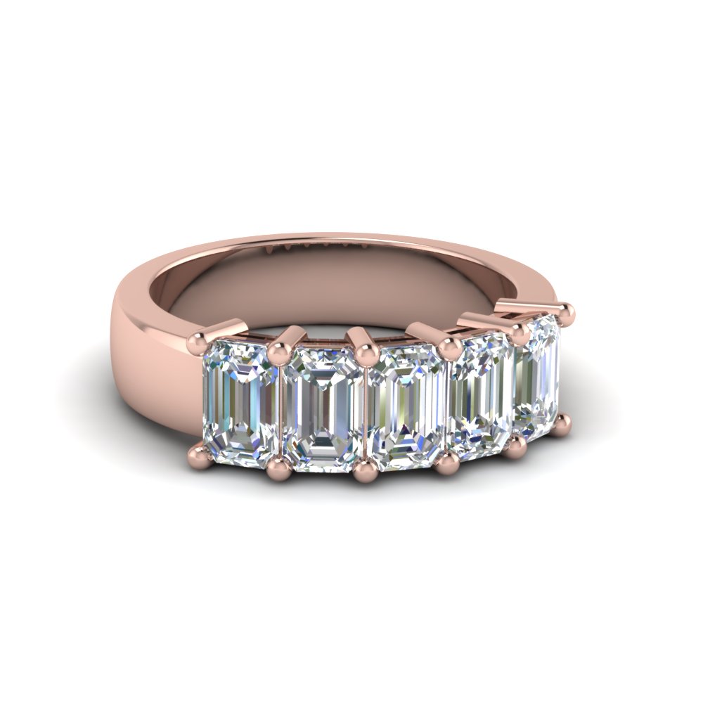 Emerald Cut Five Stone Diamond Ring