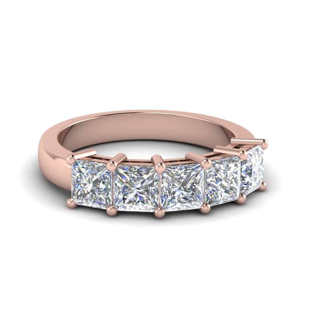 2.5 ct. diamond princess cut 5 stone wedding band in 14K rose gold FD8008PRB NL RG