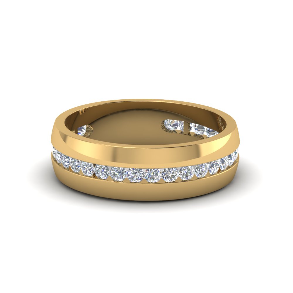 Mens Diamond Channel Wedding Band In 14k Yellow Gold Fascinating