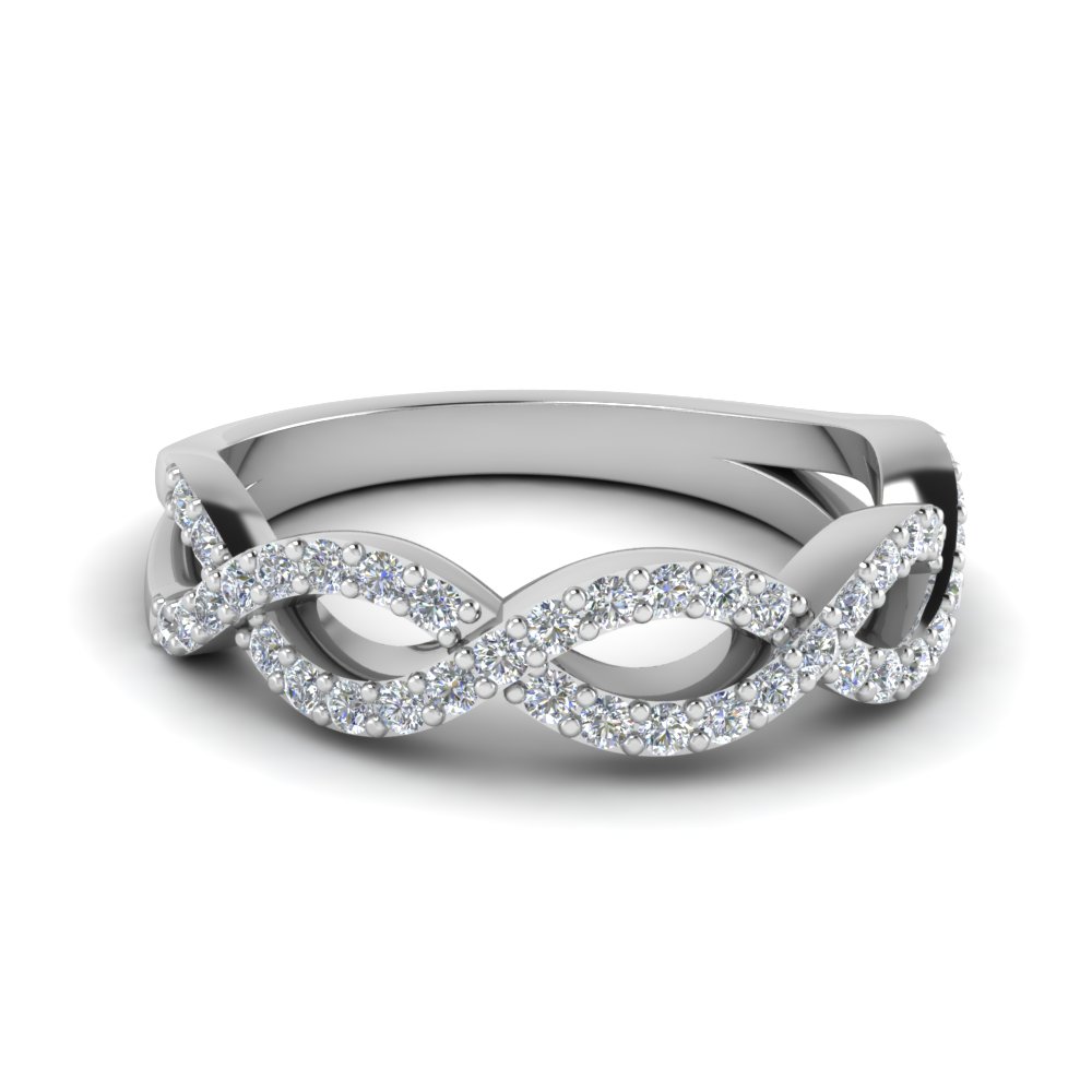 Twisted Infinity Diamond Wedding Band In 18K White Gold