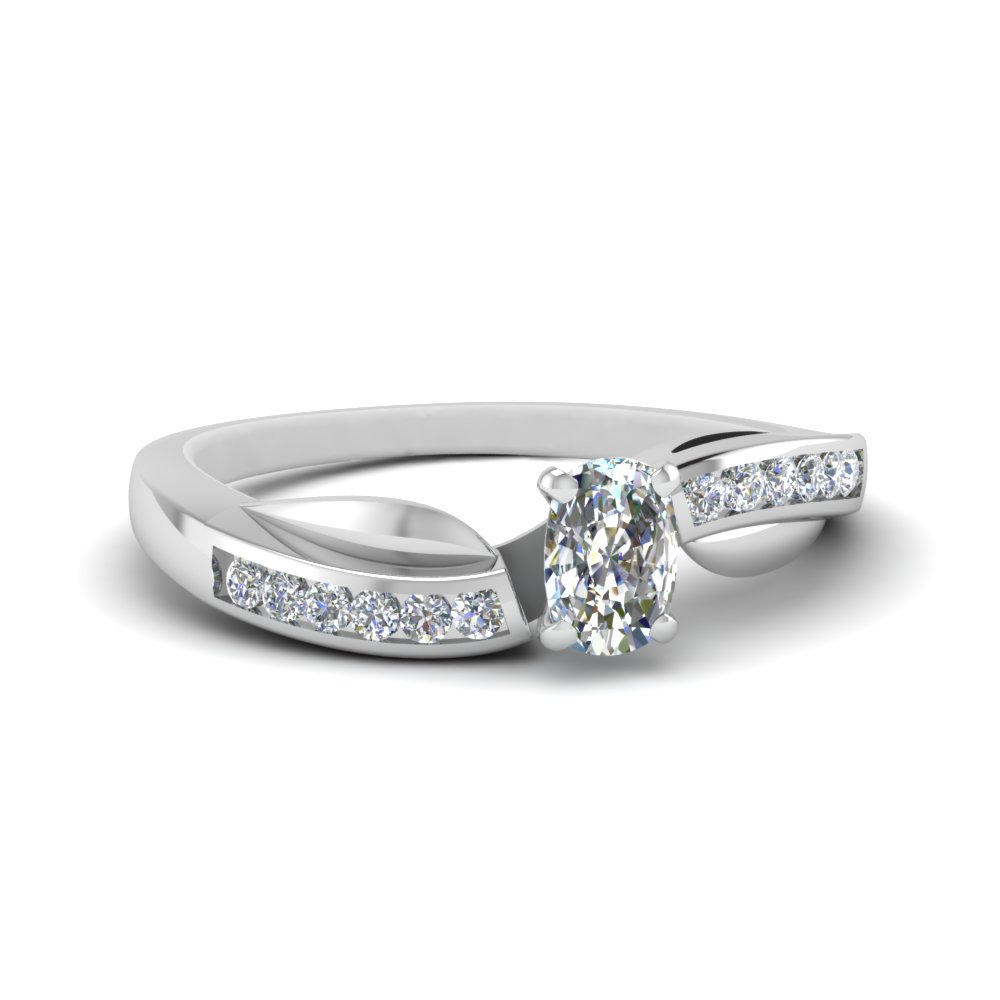 Petal Channel Set Cushion Diamond Engagement Ring In 950 Platinum 