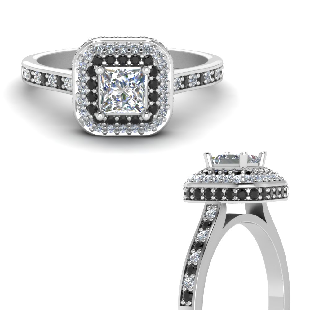 Princess Cut Halo Diamond Rings