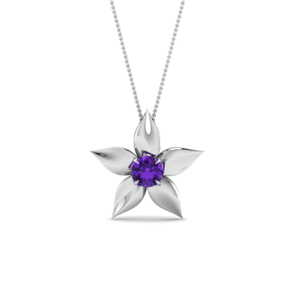 daisy violet topaz solitaire pendant in FDPD1091GVITOANGLE2 NL WG
