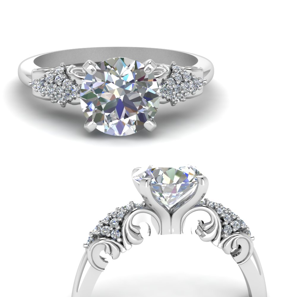 round antique diamond engagement ring in FD121979RORANGLE3 NL WG.jpg