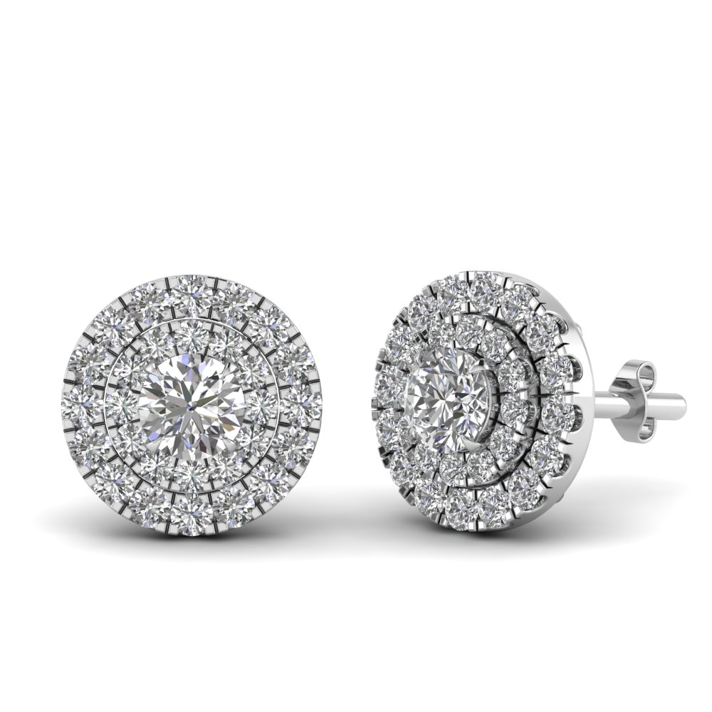 Details about   14K Solid White Gold Round Halo Stud Push Back Earrings