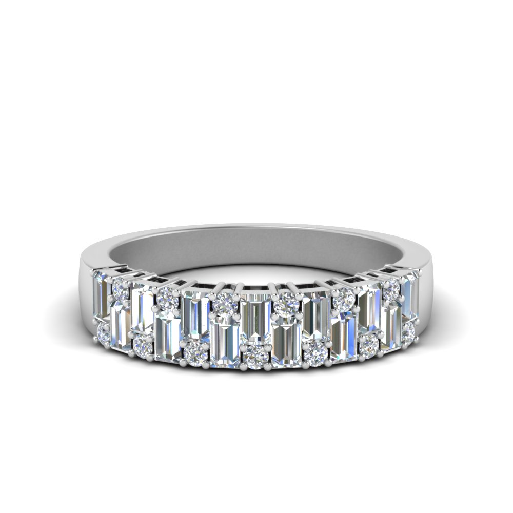 Baguette Diamond Eternity Wedding Ring in 14K White Gold