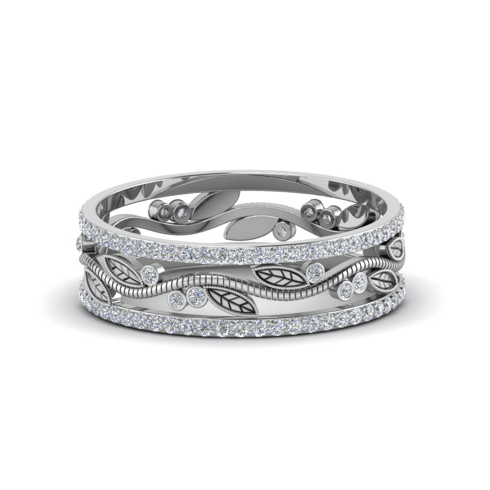 wide branch design diamond wedding band for women in 14K white gold FDEWB8344B NL WG GS