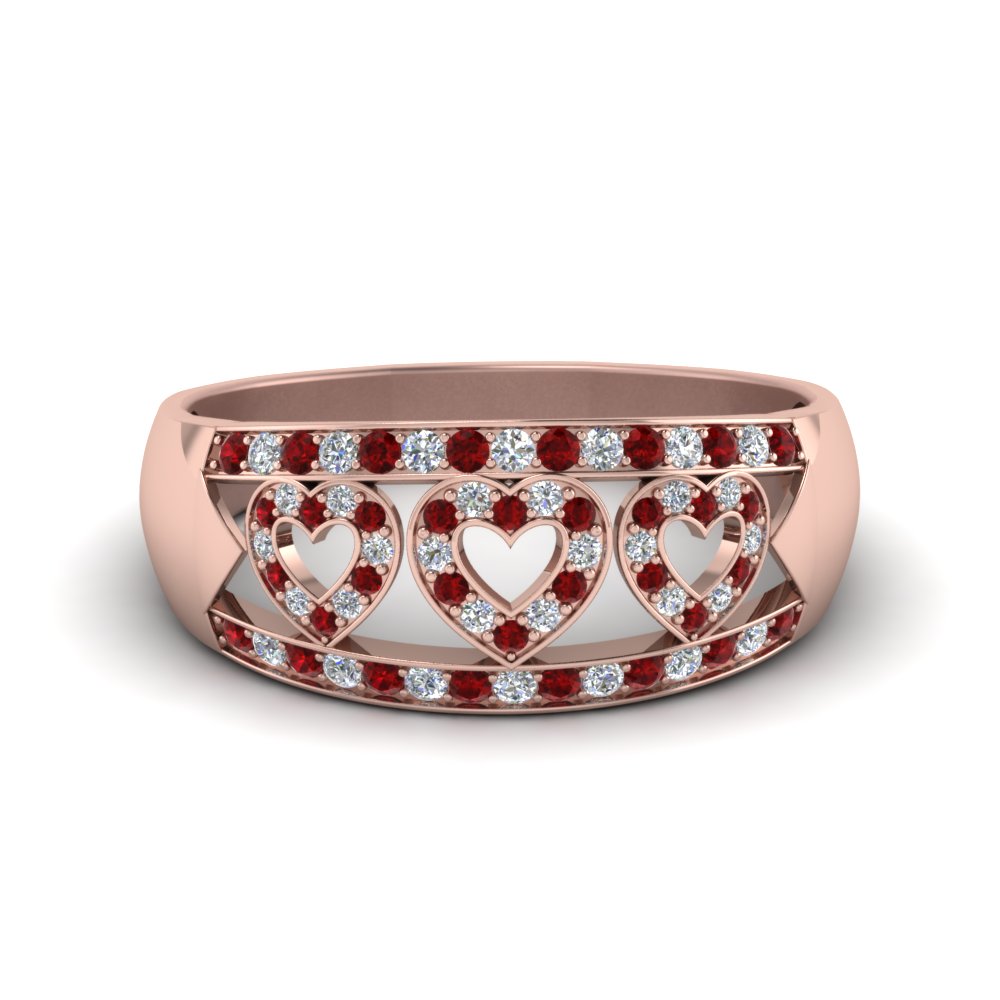 Rose Gold Heart Ruby Ring