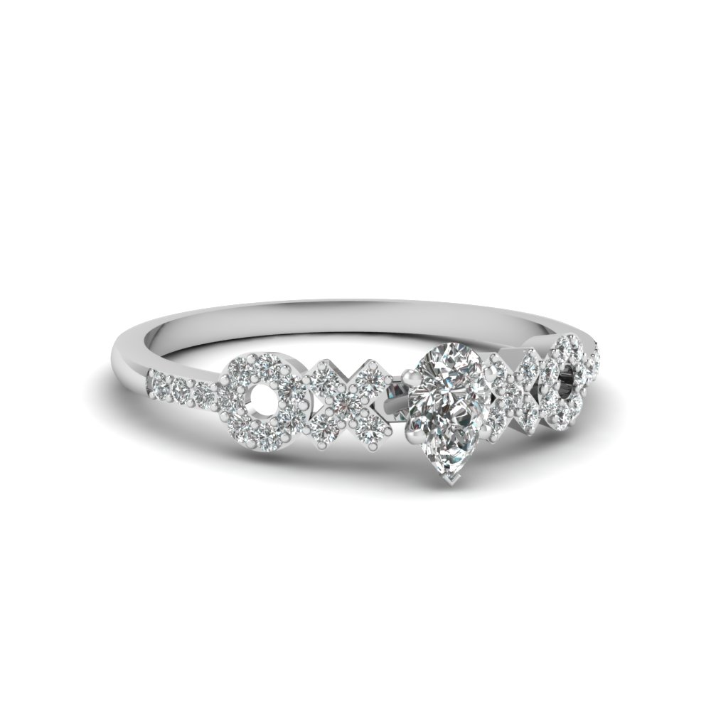 X O Pave Set Diamond Womens Wedding Ring In 14k White Gold