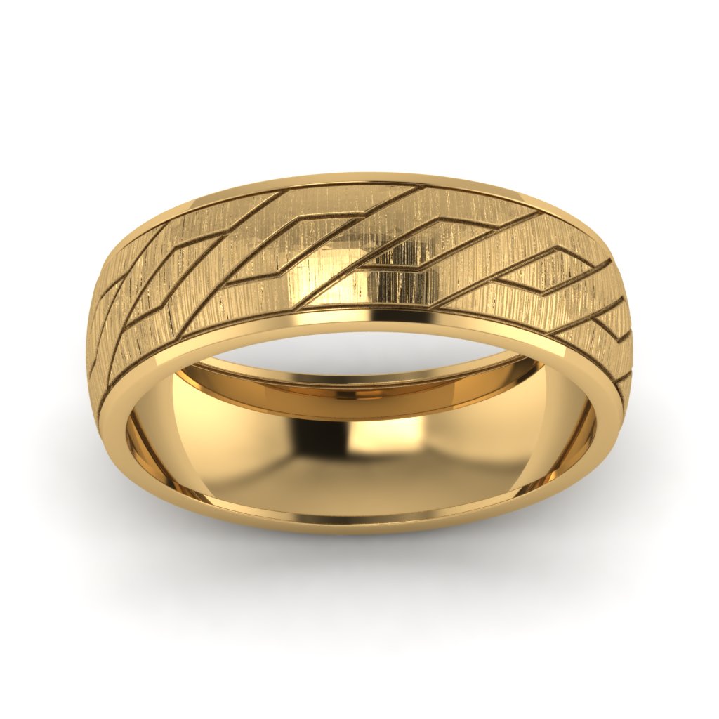 Groove Mens Wedding Band In 14K Yellow Gold Fascinating