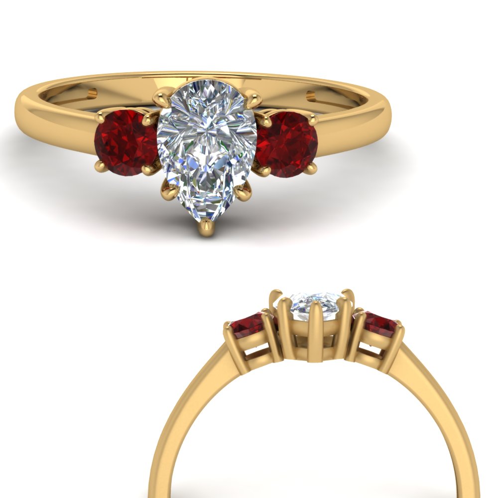 basket prong pear diamond 3 stone engagement ring with ruby in FDENS3106PERGRUDRANGLE3 NL YG.jpg